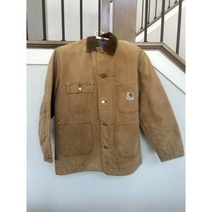 VTG 80s Carhartt Jacket Men's 40R  6BLC Chore Coat Blanket Lined USA Detroit
